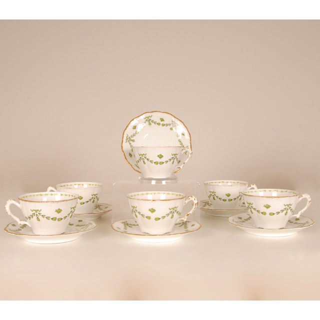 White Late 19th Century Art Nouveau Tea Set Limoges Porcelain French A. Lanternier Floral Decor 15 Pieces For Sale - Image 8 of 11
