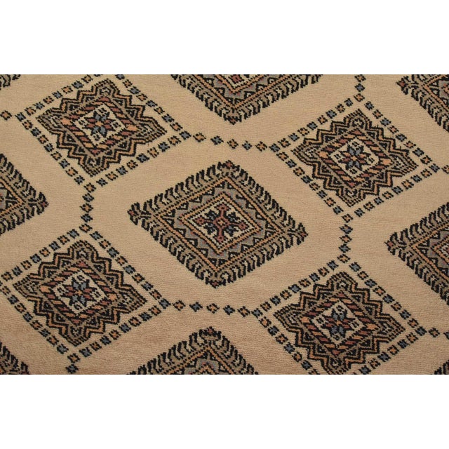 Beige Bokhara Jaldar Rug 8′ X 9’6” Beige Wool Tribal Hand-Knotted Oriental Carpet For Sale - Image 8 of 14