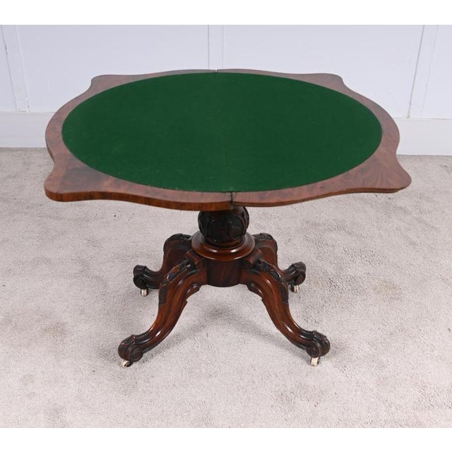 Victorian Walnut Games Table with Fold-Over Top, 1880s For Sale - Image 6 of 8
