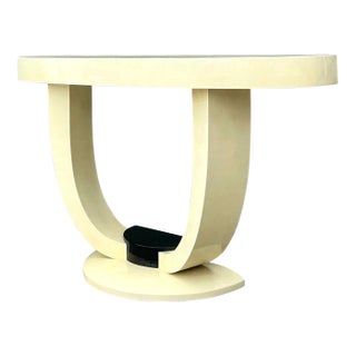 Vintage Faux Goatskin Console Table After Karl Springer For Sale