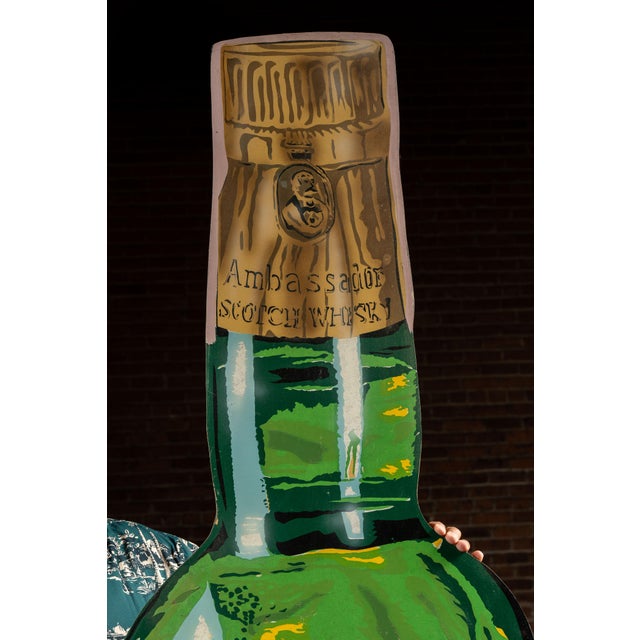 American Vintage Oversize Ambassador Scotch Masonite Figural Bottle Sign For Sale - Image 3 of 6