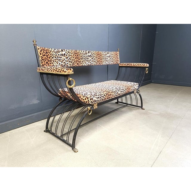 Metal Curule Bench in the style of Maison Jansen, 1960s For Sale - Image 7 of 12