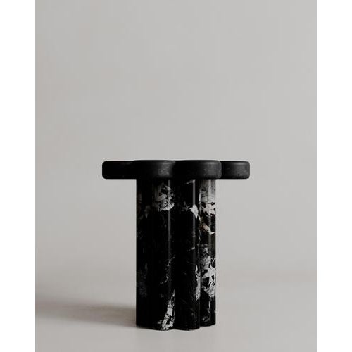 Custom Limited Edition, Nero Assoluto, Nero Antico & Brass Marbelle Side Table, Esther Knopfler Dimensions: Dia. 45 x H 50...