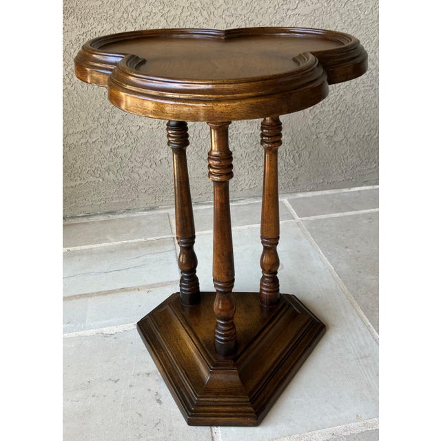 Mid 20th-Century Cricket-Style Trefoil Top Pedestal Base Accent Table by Butler Specialty Furniture For Sale - Image 13 of 18