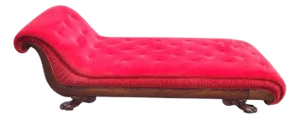 Antique Art Deco Red Velvet Chaise Lounge Sofa