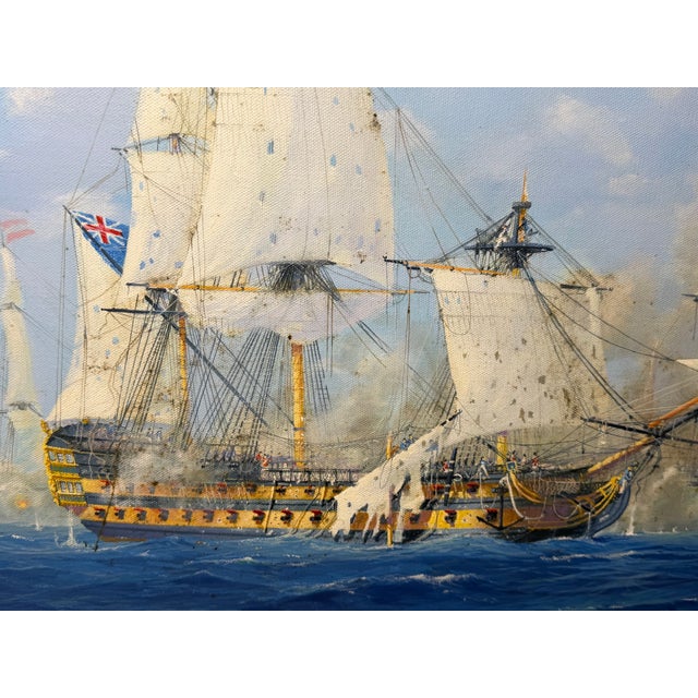 Large British Naval Battle Oil Painting by Graham Jowett-Ive, Mall Galleries 2005 For Sale - Image 12 of 18
