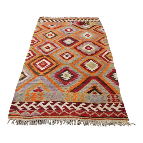 1960's Vintage Turkish Kilim Rug - 60 X 98.5