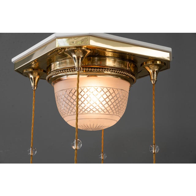 Art Deco Chandelier with Cut Glass Shades, Vienna, 1920s For Sale - Image 17 of 18