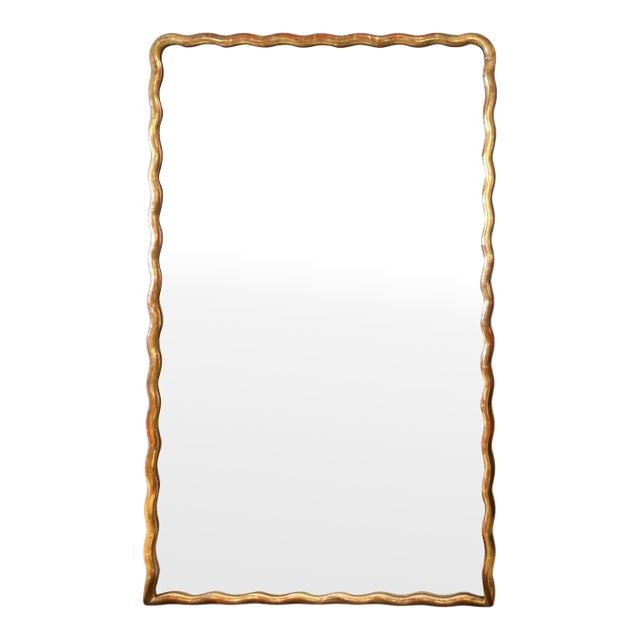 19th Century French Directoire Large Gilded Scalloped Antique Mirror For Sale