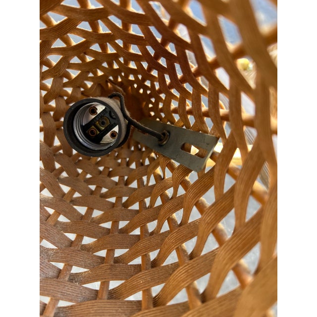 Mid Century 1960‚Äôs Tension Pole Floor Lamp With Wicker Shades For Sale - Image 9 of 12