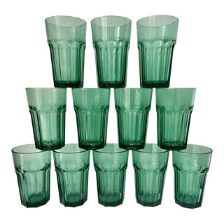 Large Aqua Iced Tea Glasses-Set 12 For Sale