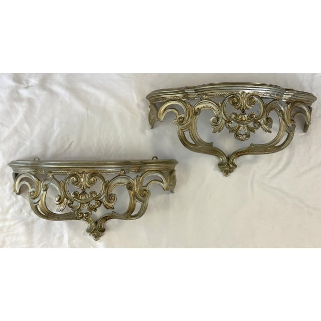 Vintage Hollywood Regency Style Wall Console Shelves- A Pair For Sale In West Palm - Image 6 of 18