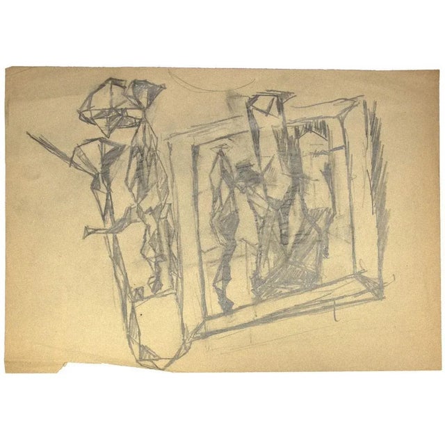 Figures is an original modern drawing in pencil on paper realized by Leon Aubert (1824-1906) Sheet dimension: 24.5 x 34.5...