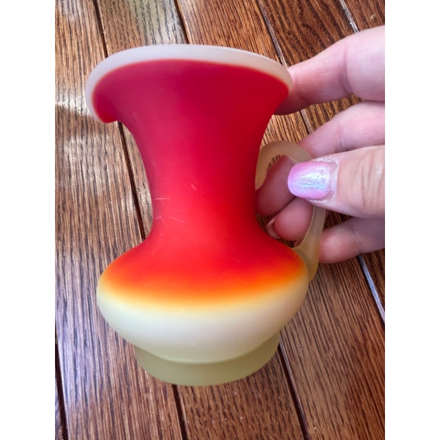 Mid-Century Modern Vintage Satin Amberina Glass Small Pitcher For Sale - Image 3 of 5