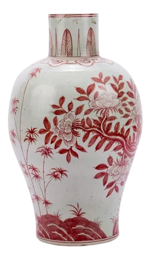 Plum Tree Baluster Underglazed Red Varying Vase