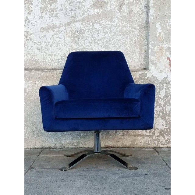 Royal Blue Velvet Swivel Chair Chairish