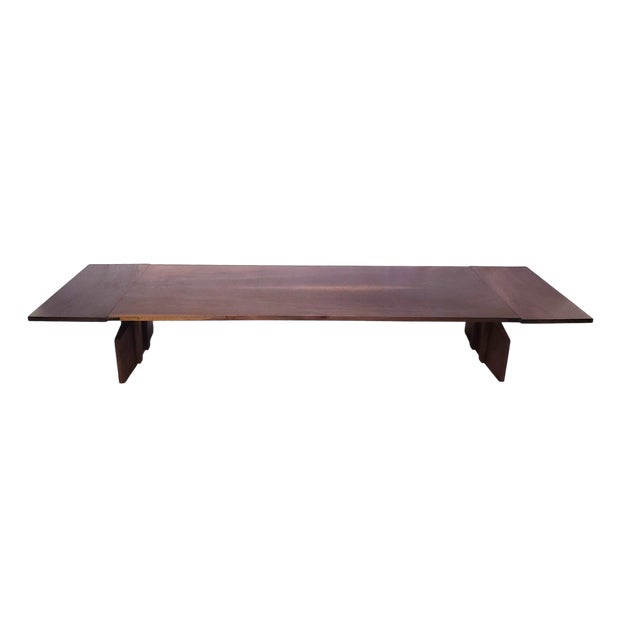 Contemporary Stunning Solid Black Walnut Architecturally Significant Japanese Influenced Coffee Table For Sale - Image 3 of 12