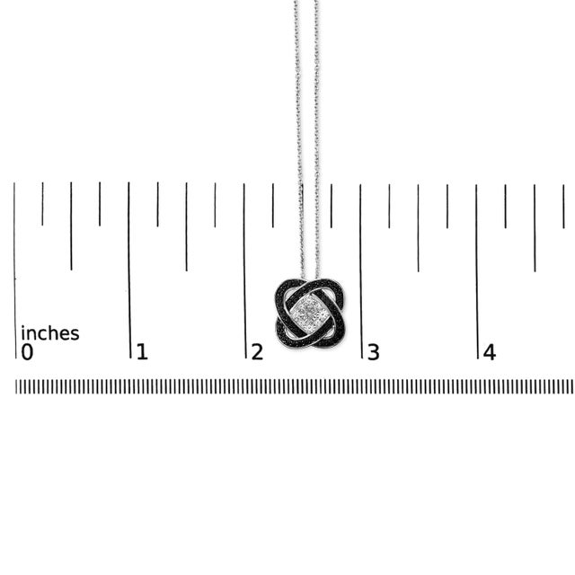 Early 21st Century Black Rhodium Plated Sterling Silver Diamond Accent Geometric Knot Pendant Necklace For Sale - Image 5 of 5