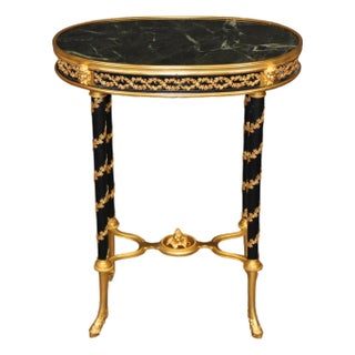 French Louis XV Style Ormolu and Marble Top Side Table in Manner Weisweiller For Sale