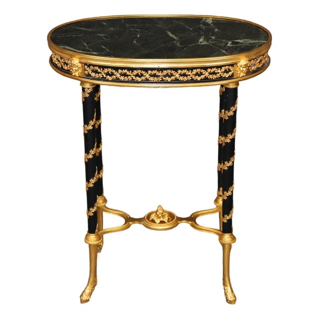 French Louis XV Style Ormolu and Marble Top Side Table in Manner Weisweiller For Sale