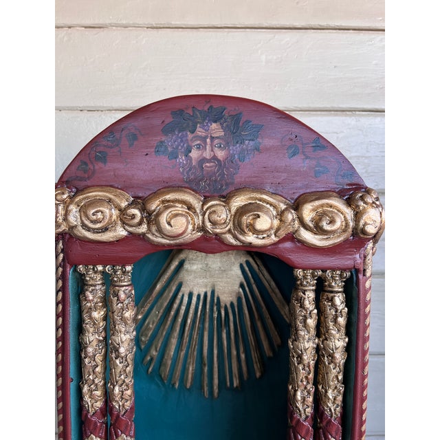 19th Century Italian Carved Polychrome Giltwood & Painted Tabernacle Box or Home Altar For Sale - Image 4 of 13