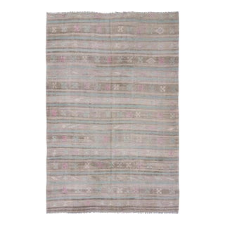 Faded Vintage Turkish Kilim Rug For Sale