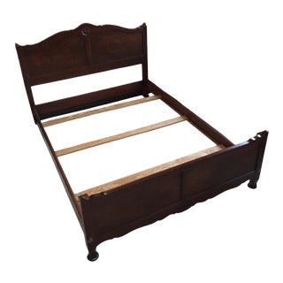 1990s Hardwood Panel Queen Bedframe For Sale