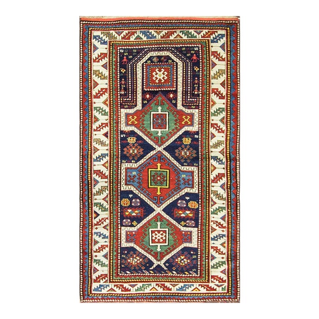 Antique Caucasian Fachralo Kazak Prayer Rug For Sale