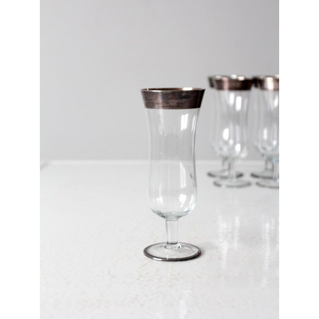 Glass Vintage Dorothy Thorpe Silver Band Parfait Glasses Set of 8 For Sale - Image 7 of 12