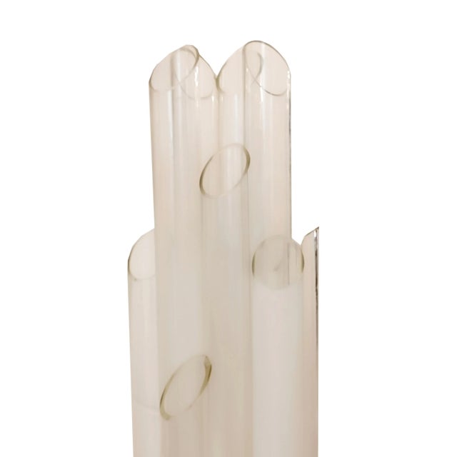 This elegant floor lamp, made in the 1970s in Italy, was designed for Mazzega. It is made of chrome-plated metal and has 9...