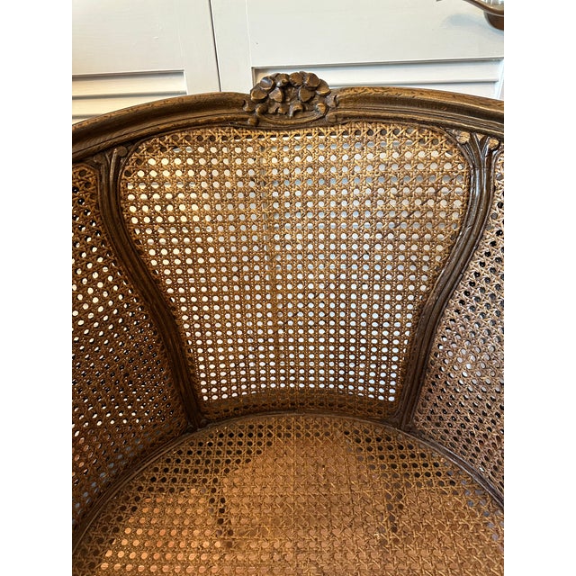 Vintage French Louis XV Style Carved Wood With Cane Arm Chairs a-Pair For Sale - Image 13 of 16