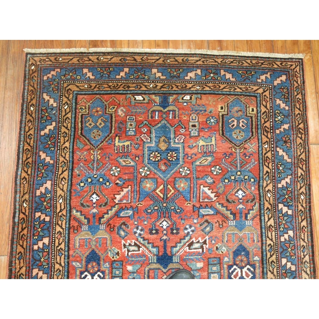 Persian Early 20th Century Rust Salmon Persian Runner - 3'11" x 12'5" For Sale - Image 3 of 9