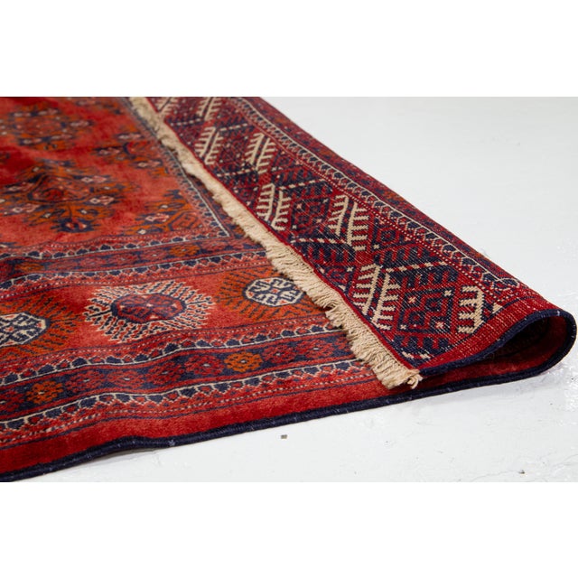 Turkmen Vintage Red Designed Wool Rug in Room Size For Sale - Image 4 of 10