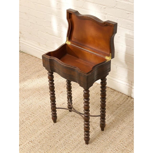 Burnt Umber Vintage Spanish Revival Sewing Side Table With Barley Twist Legs For Sale - Image 8 of 8