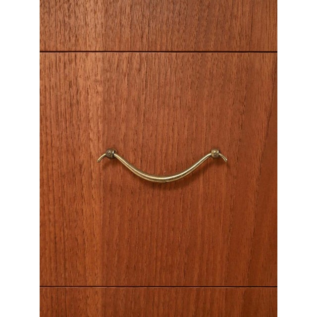 Brown Scandinavian Chest of Drawers with Double Brass Handles, 1950s For Sale - Image 8 of 10