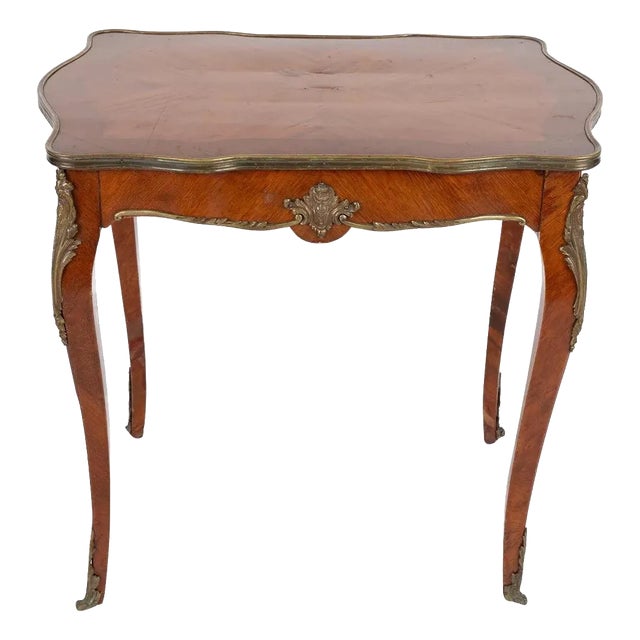 Antique Late 19th Century Louis Xv Style French Kingwood Marquetry Salon Table For Sale