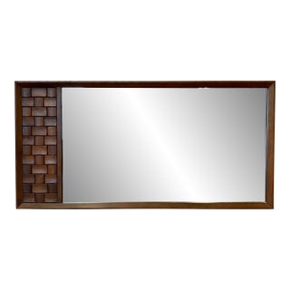Mid-Century Brutalist Walnut Monumental Wall Mirror For Sale