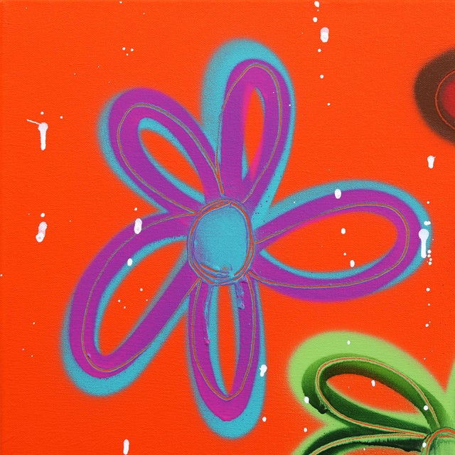 Happy Mood Changer - Original Vibrant Abstract Floral Mixed Media Art on Canvas For Sale - Image 4 of 9
