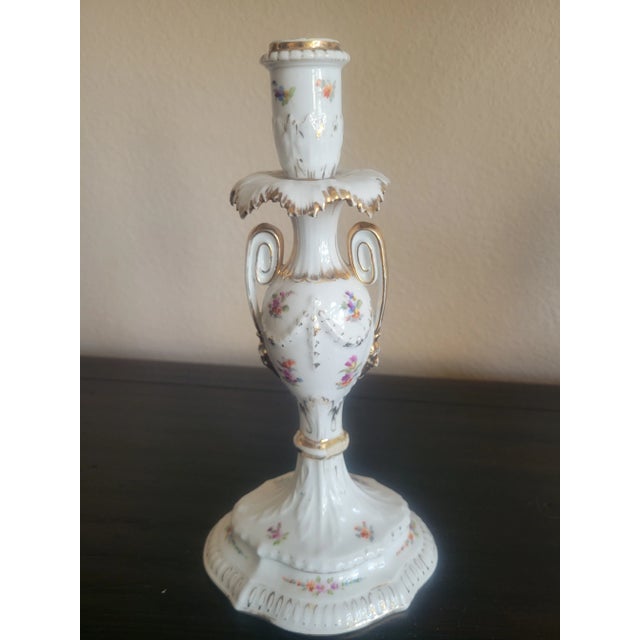 1800's Antique Dresden Porcelain Candle Holder For Sale In Dallas - Image 6 of 11