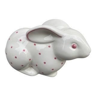 1990s Pink Tiffany Porcelain Bunny Rabbit Bank For Sale