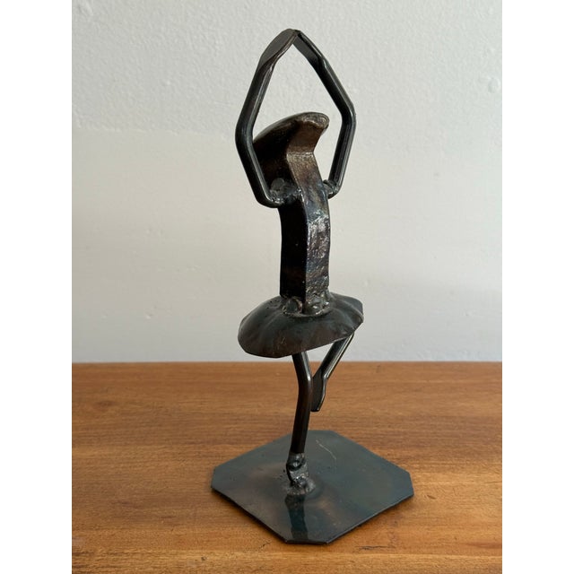 Black Late 20th Century Industrial Design Brutalist Metal Ballerina Sculpture of Railroad Spike For Sale - Image 8 of 11