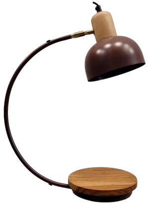 Vintage Maroon Bury Table Lamp in Iron and Wood, France, 1990s