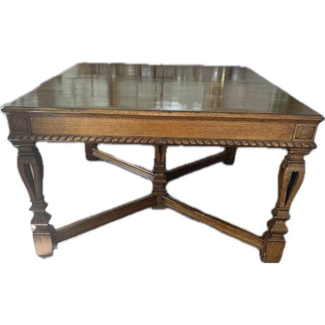 Traditional 19th Century Antique Oak Dining Set With 6 Chairs Total Includes 2 Armchairs For Sale - Image 3 of 10