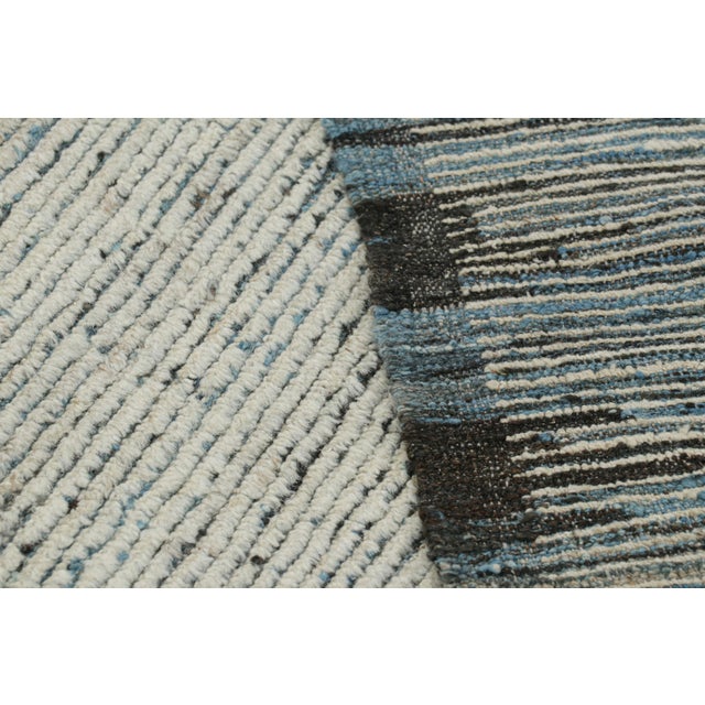 Textile Rug & Kilim’s Textural Kilim With White Textural Stripes and Blue Accents For Sale - Image 7 of 7