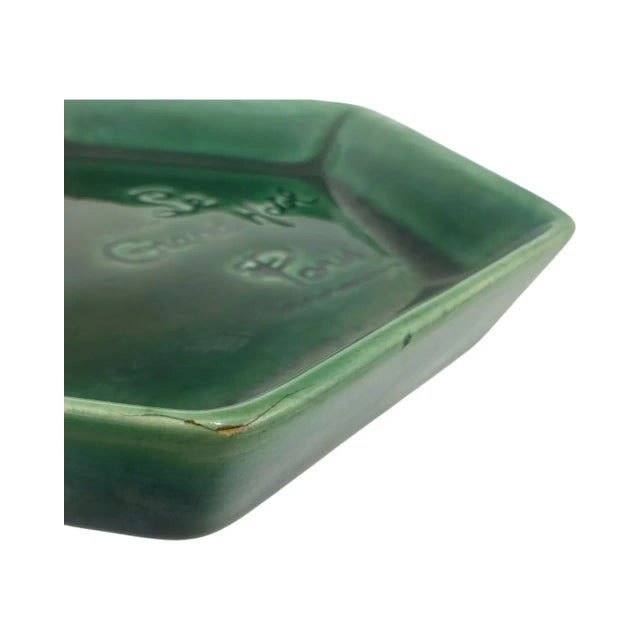 Mid 20th Century Vintage Le Grand Hotel Paris Green Ashtray Catchall Dish For Sale - Image 5 of 9