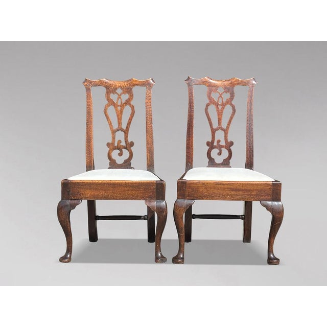 Antique George III Chippendale Side Chairs in Oak, 1780, Set of 2 For Sale - Image 9 of 10