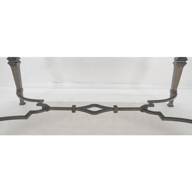 Heavy Forged Bronzed Iron Base Rouge Marble Top Coffee Table Mint For Sale - Image 11 of 12