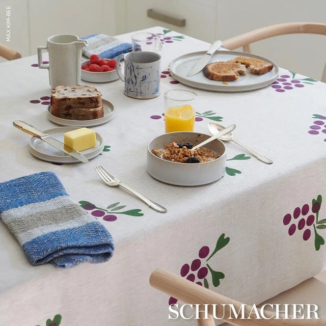 Textile SAMPLE - Schumacher X Caroline Z Hurley Grapes Hand Block Print Fabric In Purple On Natural For Sale - Image 7 of 7