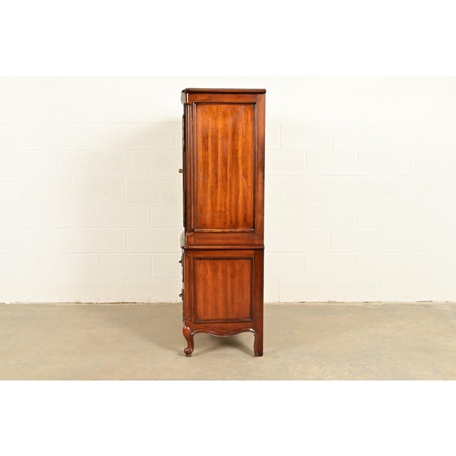 Century Furniture French Provincial Louis XV Carved Cherry Wood Armoire Dresser or Gentleman's Chest For Sale - Image 13 of 15
