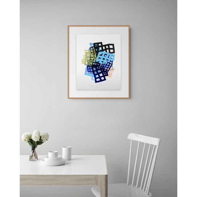 Abstract Contemporary Abstract Acrylic on Montval Paper "Lattice 3" by Martina Nehrling For Sale - Image 3 of 5